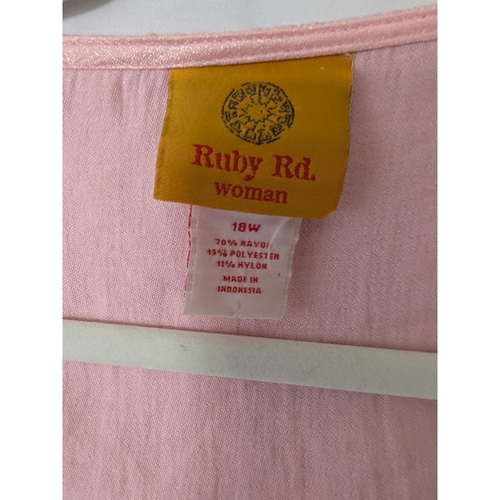 Ruby Rd Woman Pink Button Front Satin Jacket Ruffle Cuff Career Casual Top 18W - Picture 6 of 9